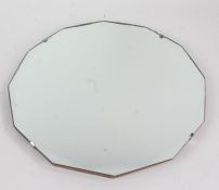 Art Deco style polygon shaped wall mirror, with bevelled edges, 38cm wide