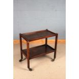 20th century oak two tier tea trolley