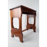 20th Century Art Nouveau style stained oak organ stool, 58cm wide and 55cm high