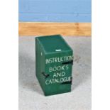 Small green painted wooden cupboard, made from tongue and groove boards, 19.5cm wide x 34cm high x