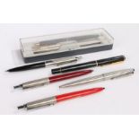 Parker, to include seven ball point pens and a Parker case, (8)