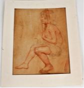 20th century, pencil and pastel study of seated girl, 20cm wide x 25cm high, and one other in