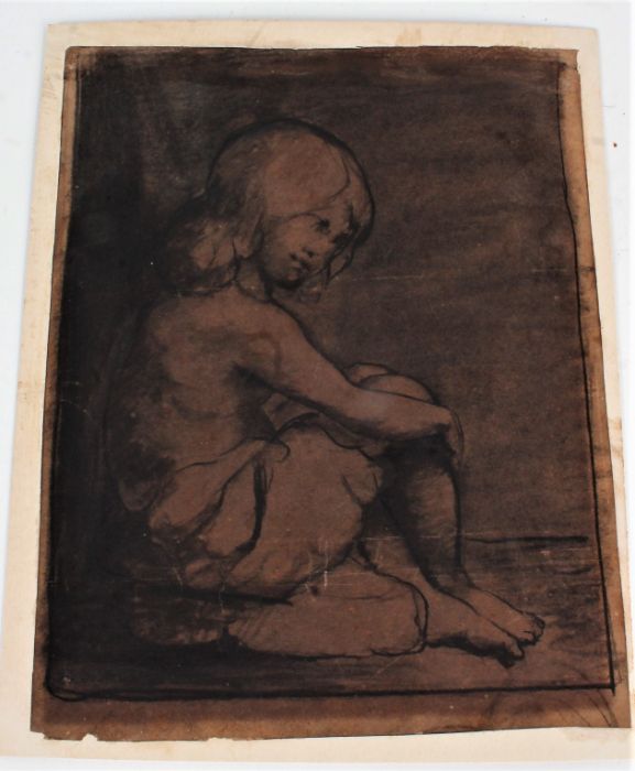 20th century, pencil and pastel study of seated girl, 20cm wide x 25cm high, and one other in - Bild 2 aus 2
