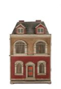 Folk art, a scratch built dolls house, in the George III taste with a hinged opening front, 87cm