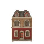 Folk art, a scratch built dolls house, in the George III taste with a hinged opening front, 87cm