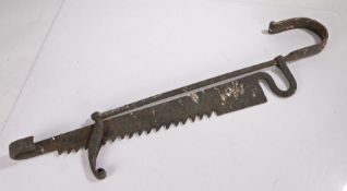 Late 18th / early 19th Century wrought Iron fire crane hook, of typical form