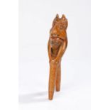 Early 20th Century nutcracker, carved as the devil with painted moustache and lips, 20.5cm long