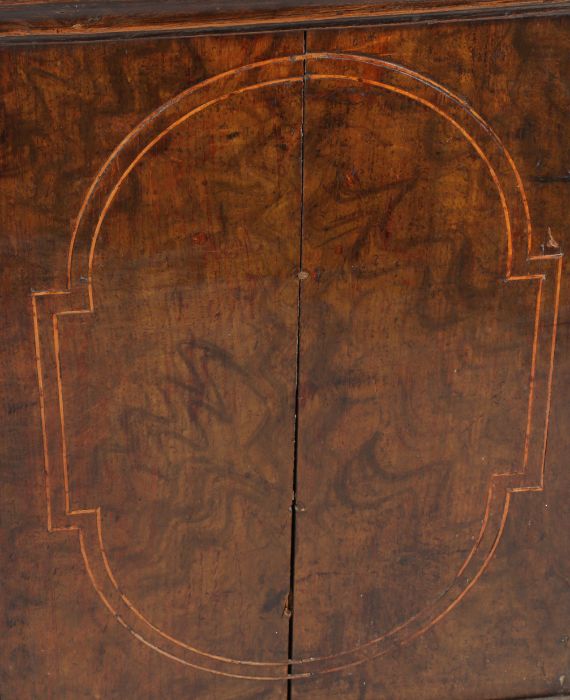English oak and fruitwood inlaid chest of drawers, circa 1700/1720 the rectangular top above a - Image 8 of 10