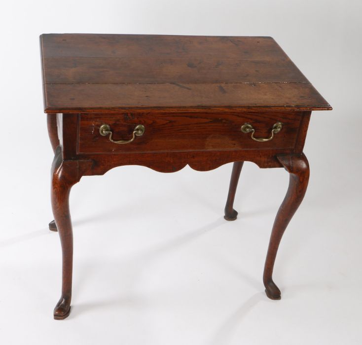 George III oak side table, circa 1780, the rectangular top above a frieze drawer and slender - Image 2 of 2