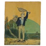 British Folk Art, 20th Century, a sailors farewell, unsigned oil on board, 19cm x 23cm