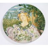 Fratelli Cantagalli polychrome majolica charger by L Paoletti, 1882, the central field with