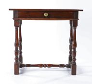 William & Mary oak side table, circa 1690 and later, having a twin-boarded end-cleated top, a