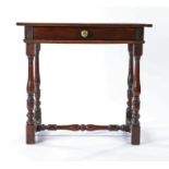 William & Mary oak side table, circa 1690 and later, having a twin-boarded end-cleated top, a