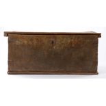 16th Century Spanish chestnut boarded chest, with a hinged lid, with dovetail construction and