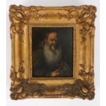 French 19th Century school, portrait of a Monk holding the crucifix and rosary beads, unsigned oil