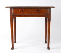 George III oak side table, circa 1760, the rectangular top above a frieze drawer on turned