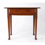 George III oak side table, circa 1760, the rectangular top above a frieze drawer on turned