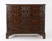 Charles II joined oak chest of drawers, circa 1680, incorporating 16th century re-claimed