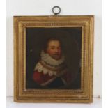 17th Century British school portrait of an Earl, of small size, of a gentleman with curled hair,