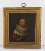 17th Century British school portrait of an Earl, of small size, of a gentleman with curled hair,