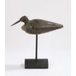 Early 20th Century decoy bird, with a painted body and painted beak with bead eyes, 24cm long