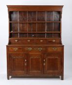 George I oak dresser and rack, North Wales circa 1760, the rack with a cavetto cornice and end