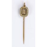 George III Mourning pendant, with woven hair and pearl surround to the front, the back of the