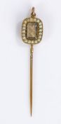 George III Mourning pendant, with woven hair and pearl surround to the front, the back of the