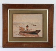 British primitive school, Cornish Fisherman, Falmouth 1907 to the bottom corner, 28cm x 22cm