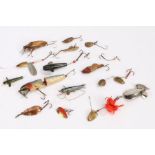 Charming collection of Folk art fishing lures, to include a Snapdragon, leather painted example, two