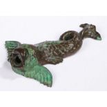 Early 18th Century bronze Italian fountain head, circa 1700, in the from of a stylised winged fish