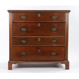 18th Century oak chest of drawers, the rectangular top above four long drawers on bracket feet, 91cm