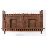 James I Oak Overmantel / Bed Headboard, English, Gloucestershire, circa 1620. The twin floral