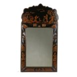 A good black and gilt Japanned wall mirror in the George I manner, circa 1900-20, decorated with