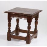 Late Elizabethan / James I Oak Low Stool, English circa 1600 – 1620. The six peg moulded plank top