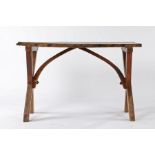 Charming George III primitive tavern table, circa 1800, the fruitwood top made from two planks above