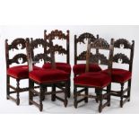 Harlequin set of six South Yorkshire late 17th/ early 18th Century joined back stools, 1670's -