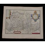 Abraham Ortelius, coloured engraved map "WESTPHALIAE TOTIUS, FINI TIMARVMQVE REGIONUM ACCVRATA