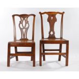 Two 19th Century Country made chairs, the first in ash and elm with a undulating back and shaped