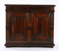 17th century oak and fruitwood ‘box-top’ chest, Anglo-Dutch, circa 1670, of slender proportions,