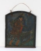 19th Century double sided zinc "tavern" sign, one side depicted a man in a hat smoking a pipe, the