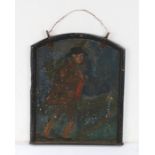 19th Century double sided zinc "tavern" sign, one side depicted a man in a hat smoking a pipe, the