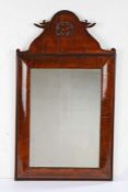 William and Mary walnut crested cushion-framed mirror, circa 1690, veneered on a deal carcass,