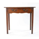 George III oak side table, the rectangular top above a single frieze drawer with two handles, raised