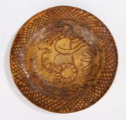 Unusual 18th/19th Century slipware pottery dish, in the manner of the Toft Family, the dished bowl