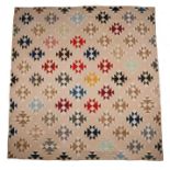 American patchwork quilt, Flying geese pattern in various colours, 191cm x 202cm