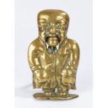 Late 19th Century brass "Mr Magoo" nutcracker, with a bald head above the lever action opening mouth