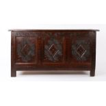 Charles II inlaid oak coffer, Leeds and the surrounding area, Yorkshire, circa 1670, having an end-
