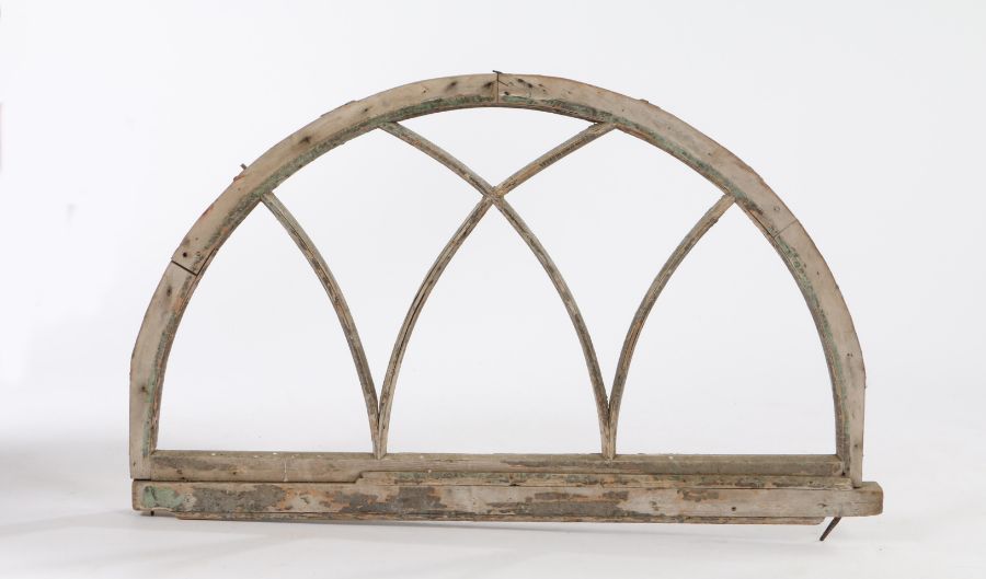 19th Century window/doorway arch, the wooden arch with Gothic arches to the interior, 111cm wide x