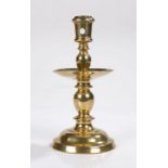 Late 17th Century Dutch Heemskerk type candlestick, with a pierced socket above the turned stem